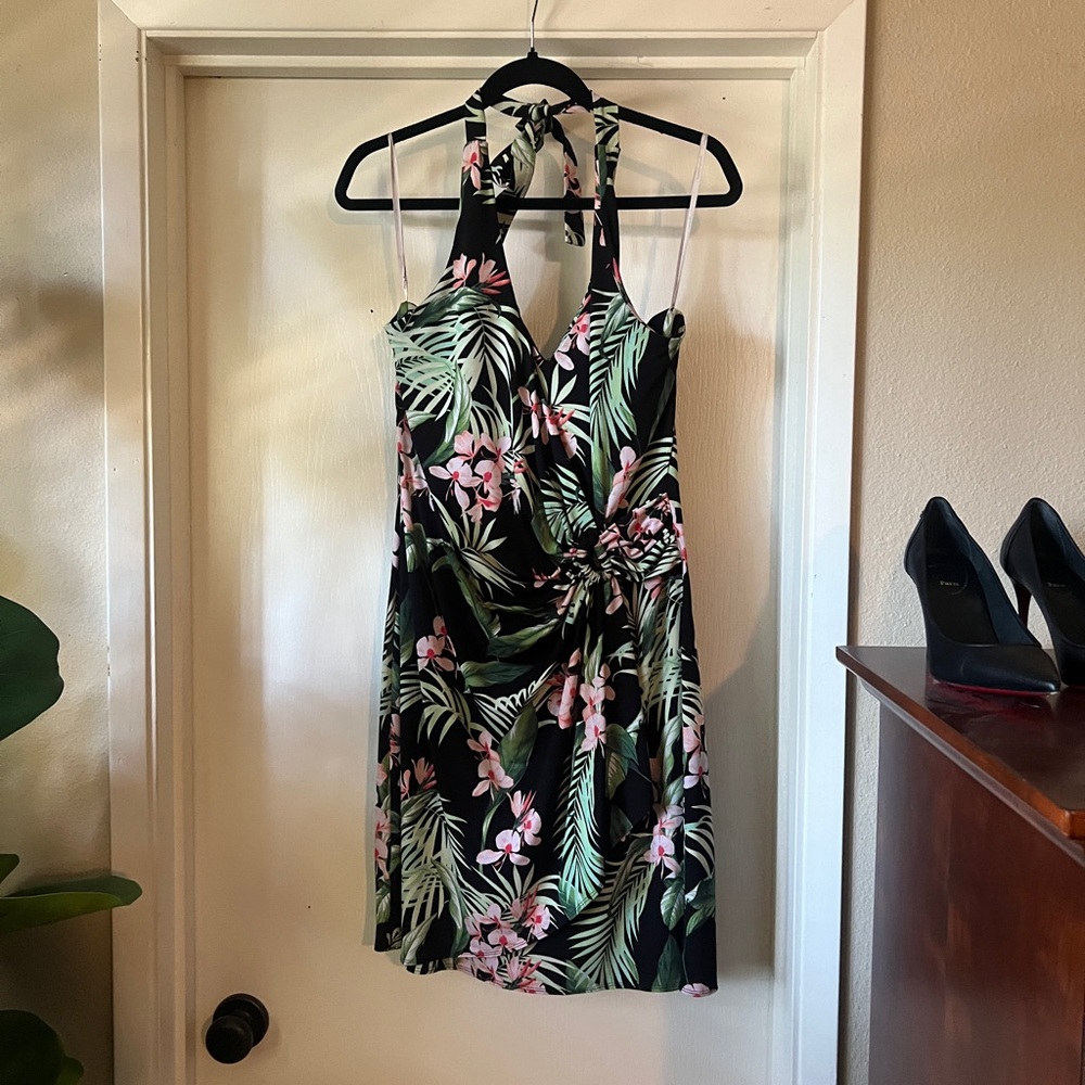Tropical Floral Halter Dress